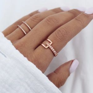 Silver collective rose gold ring (size 6)